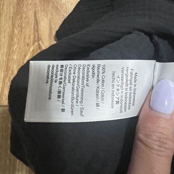 J Crew Dress Womens XS Black Square Neck Long Sleeve Gauze Casual Flowy Mini - Picture 8 of 9